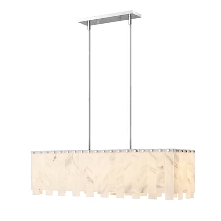 Z-Lite Viviana Linear Chandelier, 5-Light, 11.5 In.W x 40.75 In.L x 11.5 In.H, Polished Nickel/Alabaster 345-40L-PN